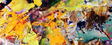 Renkli soyut resim arkaplanı. Modern motif görsel sanat. Yağ renkli yoğun bir karışım. Moda el boyama bezi. Moda poster kağıdı için tuval üzerindeki fırça darbelerini boya