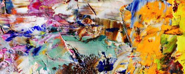 Renkli soyut resim arkaplanı. Modern motif görsel sanat. Yağ renkli yoğun bir karışım. Moda el boyama bezi. Moda poster kağıdı için tuval üzerindeki fırça darbelerini boya