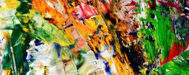 Renkli soyut resim arkaplanı. Modern motif görsel sanat. Yağ renkli yoğun bir karışım. Moda el boyama bezi. Moda poster kağıdı için tuval üzerindeki fırça darbelerini boya