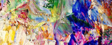 Renkli soyut resim arkaplanı. Modern motif görsel sanat. Yağ renkli yoğun bir karışım. Moda el boyama bezi. Moda poster kağıdı için tuval üzerindeki fırça darbelerini boya