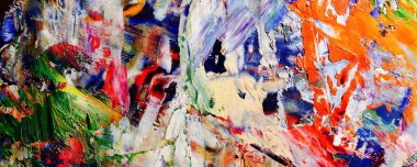 Renkli soyut resim arkaplanı. Modern motif görsel sanat. Yağ renkli yoğun bir karışım. Moda el boyama bezi. Moda poster kağıdı için tuval üzerindeki fırça darbelerini boya