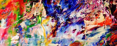 Renkli soyut resim arkaplanı. Modern motif görsel sanat. Yağ renkli yoğun bir karışım. Moda el boyama bezi. Moda poster kağıdı için tuval üzerindeki fırça darbelerini boya