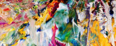 Renkli soyut resim arkaplanı. Modern motif görsel sanat. Yağ renkli yoğun bir karışım. Moda el boyama bezi. Moda poster kağıdı için tuval üzerindeki fırça darbelerini boya