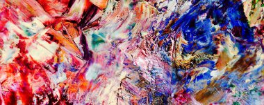 Renkli soyut resim arkaplanı. Modern motif görsel sanat. Yağ renkli yoğun bir karışım. Moda el boyama bezi. Moda poster kağıdı için tuval üzerindeki fırça darbelerini boya
