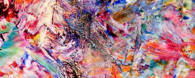 Renkli soyut resim arkaplanı. Modern motif görsel sanat. Yağ renkli yoğun bir karışım. Moda el boyama bezi. Moda poster kağıdı için tuval üzerindeki fırça darbelerini boya