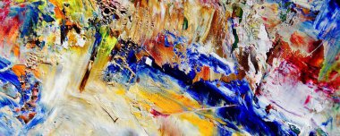 Renkli soyut resim arkaplanı. Modern motif görsel sanat. Yağ renkli yoğun bir karışım. Moda el boyama bezi. Moda poster kağıdı için tuval üzerindeki fırça darbelerini boya