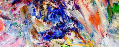 Renkli soyut resim arkaplanı. Modern motif görsel sanat. Yağ renkli yoğun bir karışım. Moda el boyama bezi. Moda poster kağıdı için tuval üzerindeki fırça darbelerini boya