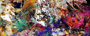 Renkli soyut resim arkaplanı. Modern motif görsel sanat. Yağ renkli yoğun bir karışım. Moda el boyama bezi. Moda poster kağıdı için tuval üzerindeki fırça darbelerini boya