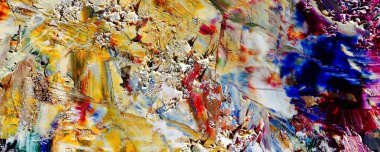 Renkli soyut resim arkaplanı. Modern motif görsel sanat. Yağ renkli yoğun bir karışım. Moda el boyama bezi. Moda poster kağıdı için tuval üzerindeki fırça darbelerini boya