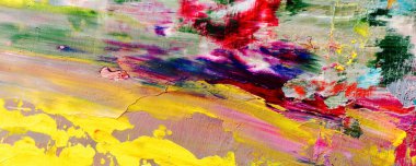 Renkli soyut resim arkaplanı. Modern motif görsel sanat. Yağ renkli yoğun bir karışım. Moda el boyama bezi. Moda poster kağıdı için tuval üzerindeki fırça darbelerini boya