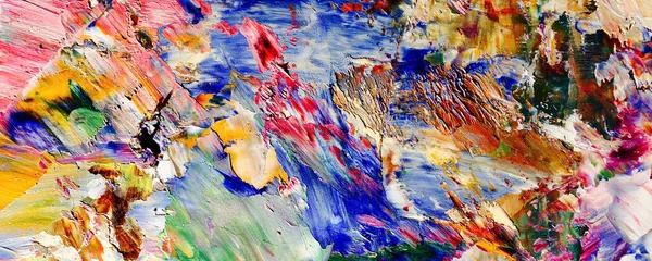 Renkli soyut resim arkaplanı. Modern motif görsel sanat. Yağ renkli yoğun bir karışım. Moda el boyama bezi. Moda poster kağıdı için tuval üzerindeki fırça darbelerini boya