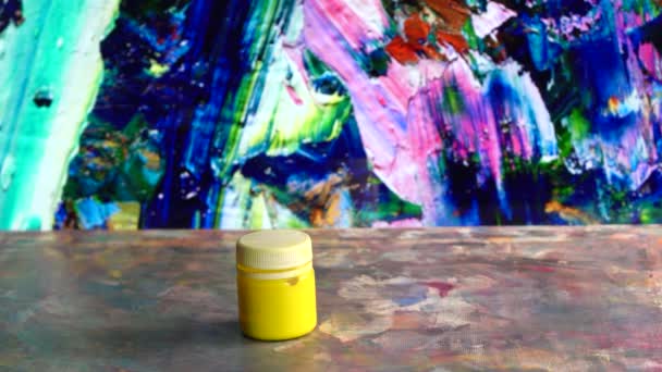 Pędzle Artystyczne Farby Abstrakcyjny Obraz Artystyczny Tło Koloru — Wideo stockowe