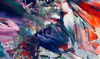 Renkli soyut resim arkaplanı. Modern motif görsel sanat. Yağ renkli yoğun bir karışım. Moda el boyama bezi. Moda poster kağıdı için tuval üzerindeki fırça darbelerini boya