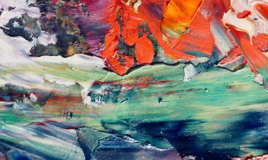 Renkli soyut resim arkaplanı. Modern motif görsel sanat. Yağ renkli yoğun bir karışım. Moda el boyama bezi. Moda poster kağıdı için tuval üzerindeki fırça darbelerini boya