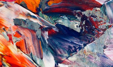 Renkli soyut resim arkaplanı. Modern motif görsel sanat. Yağ renkli yoğun bir karışım. Moda el boyama bezi. Moda poster kağıdı için tuval üzerindeki fırça darbelerini boya