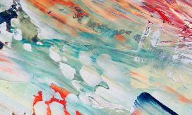 Renkli soyut resim arkaplanı. Modern motif görsel sanat. Yağ renkli yoğun bir karışım. Moda el boyama bezi. Moda poster kağıdı için tuval üzerindeki fırça darbelerini boya