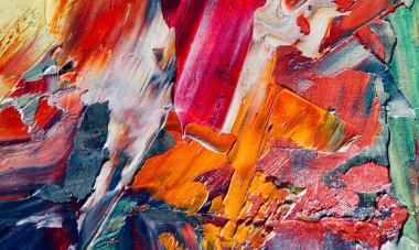 Renkli soyut resim arkaplanı. Modern motif görsel sanat. Yağ renkli yoğun bir karışım. Moda el boyama bezi. Moda poster kağıdı için tuval üzerindeki fırça darbelerini boya