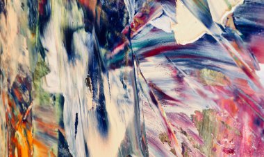 Renkli soyut resim arkaplanı. Modern motif görsel sanat. Yağ renkli yoğun bir karışım. Moda el boyama bezi. Moda poster kağıdı için tuval üzerindeki fırça darbelerini boya