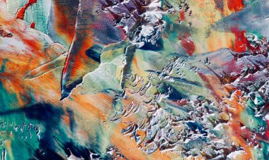 Renkli soyut resim arkaplanı. Modern motif görsel sanat. Yağ renkli yoğun bir karışım. Moda el boyama bezi. Moda poster kağıdı için tuval üzerindeki fırça darbelerini boya