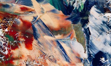 Renkli soyut resim arkaplanı. Modern motif görsel sanat. Yağ renkli yoğun bir karışım. Moda el boyama bezi. Moda poster kağıdı için tuval üzerindeki fırça darbelerini boya