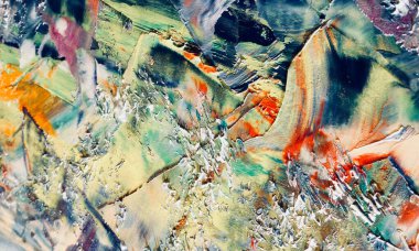 Renkli soyut resim arkaplanı. Modern motif görsel sanat. Yağ renkli yoğun bir karışım. Moda el boyama bezi. Moda poster kağıdı için tuval üzerindeki fırça darbelerini boya