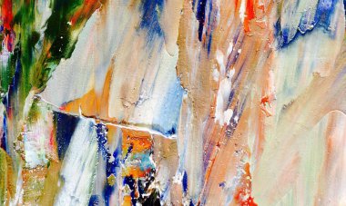 Renkli soyut resim arkaplanı. Modern motif görsel sanat. Yağ renkli yoğun bir karışım. Moda el boyama bezi. Moda poster kağıdı için tuval üzerindeki fırça darbelerini boya