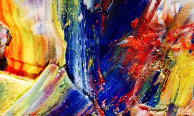 Renkli soyut resim arkaplanı. Modern motif görsel sanat. Yağ renkli yoğun bir karışım. Moda el boyama bezi. Moda poster kağıdı için tuval üzerindeki fırça darbelerini boya