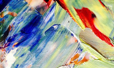 Renkli soyut resim arkaplanı. Modern motif görsel sanat. Yağ renkli yoğun bir karışım. Moda el boyama bezi. Moda poster kağıdı için tuval üzerindeki fırça darbelerini boya