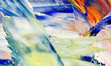 Renkli soyut resim arkaplanı. Modern motif görsel sanat. Yağ renkli yoğun bir karışım. Moda el boyama bezi. Moda poster kağıdı için tuval üzerindeki fırça darbelerini boya