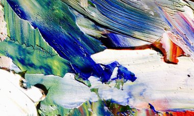 Renkli soyut resim arkaplanı. Modern motif görsel sanat. Yağ renkli yoğun bir karışım. Moda el boyama bezi. Moda poster kağıdı için tuval üzerindeki fırça darbelerini boya