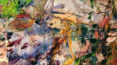 Renkli soyut resim arkaplanı. Modern motif görsel sanat. Yağ renkli yoğun bir karışım. Moda el boyama bezi. Moda poster kağıdı için tuval üzerindeki fırça darbelerini boya