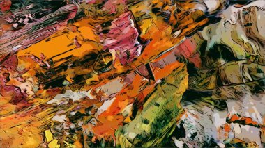 Renkli soyut resim arkaplanı. Modern motif görsel sanat. Yağ renkli yoğun bir karışım. Moda el boyama bezi. Moda poster kağıdı için tuval üzerindeki fırça darbelerini boya