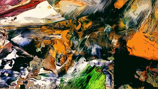 Renkli soyut resim arkaplanı. Modern motif görsel sanat. Yağ renkli yoğun bir karışım. Moda el boyama bezi. Moda poster kağıdı için tuval üzerindeki fırça darbelerini boya