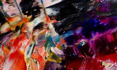 Renkli soyut resim arkaplanı. Modern motif görsel sanat. Yağ renkli yoğun bir karışım. Moda el boyama bezi. Moda poster kağıdı için tuval üzerindeki fırça darbelerini boya