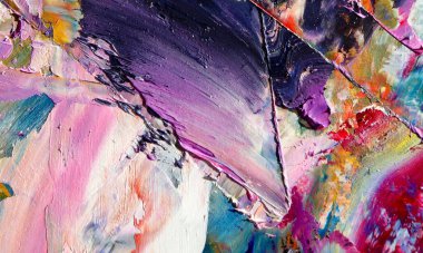 Renkli soyut resim arkaplanı. Modern motif görsel sanat. Yağ renkli yoğun bir karışım. Moda el boyama bezi. Moda poster kağıdı için tuval üzerindeki fırça darbelerini boya