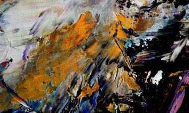 Renkli soyut resim arkaplanı. Modern motif görsel sanat. Yağ renkli yoğun bir karışım. Moda el boyama bezi. Moda poster kağıdı için tuval üzerindeki fırça darbelerini boya