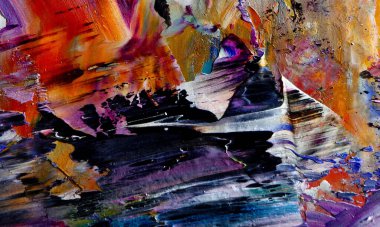 Renkli soyut resim arkaplanı. Modern motif görsel sanat. Yağ renkli yoğun bir karışım. Moda el boyama bezi. Moda poster kağıdı için tuval üzerindeki fırça darbelerini boya