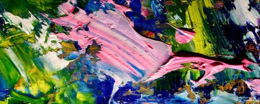 Renkli soyut resim arkaplanı. Modern motif görsel sanat. Yağ renkli yoğun bir karışım. Moda el boyama bezi. Moda poster kağıdı için tuval üzerindeki fırça darbelerini boya