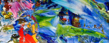 Renkli soyut resim arkaplanı. Modern motif görsel sanat. Yağ renkli yoğun bir karışım. Moda el boyama bezi. Moda poster kağıdı için tuval üzerindeki fırça darbelerini boya