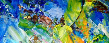 Renkli soyut resim arkaplanı. Modern motif görsel sanat. Yağ renkli yoğun bir karışım. Moda el boyama bezi. Moda poster kağıdı için tuval üzerindeki fırça darbelerini boya