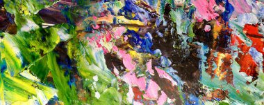 Renkli soyut resim arkaplanı. Modern motif görsel sanat. Yağ renkli yoğun bir karışım. Moda el boyama bezi. Moda poster kağıdı için tuval üzerindeki fırça darbelerini boya