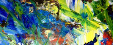 Renkli soyut resim arkaplanı. Modern motif görsel sanat. Yağ renkli yoğun bir karışım. Moda el boyama bezi. Moda poster kağıdı için tuval üzerindeki fırça darbelerini boya