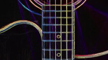 Duvar kağıdı. Renkli neon arkaplan. Neon ışığı gitarı 