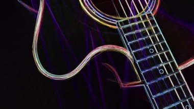 Duvar kağıdı. Renkli neon arkaplan. Neon ışığı gitarı 
