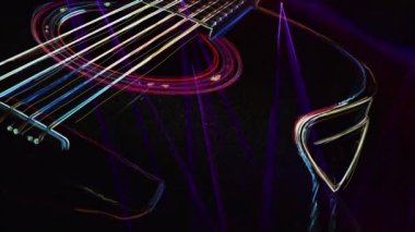 Duvar kağıdı. Renkli neon arkaplan. Neon ışığı gitarı 