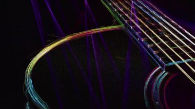 Duvar kağıdı. Renkli neon arkaplan. Neon ışığı gitarı 