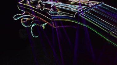 Duvar kağıdı. Renkli neon arkaplan. Neon ışığı gitarı 