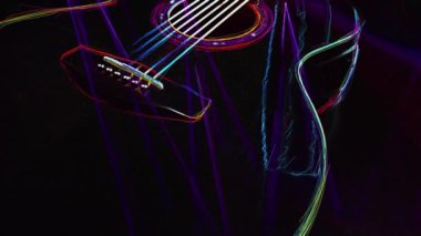 Duvar kağıdı. Renkli neon arkaplan. Neon ışığı gitarı 