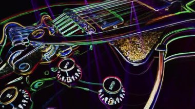 Duvar kağıdı. Renkli neon arkaplan. Neon ışığı gitarı 
