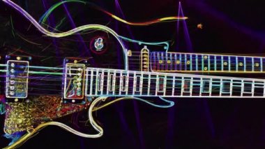 Duvar kağıdı. Renkli neon arkaplan. Neon ışığı gitarı 